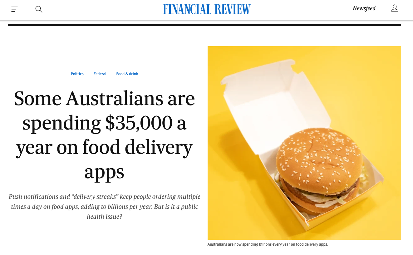 Dr. Adyya Gupta's Work Featured in AFR on Food Delivery Apps
